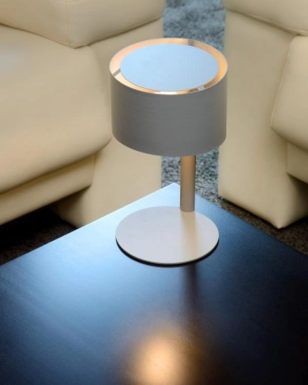Lucide KNULLE - Lampe de table - Ø 15 cm - 1xE14 - Gris - ambiance 2